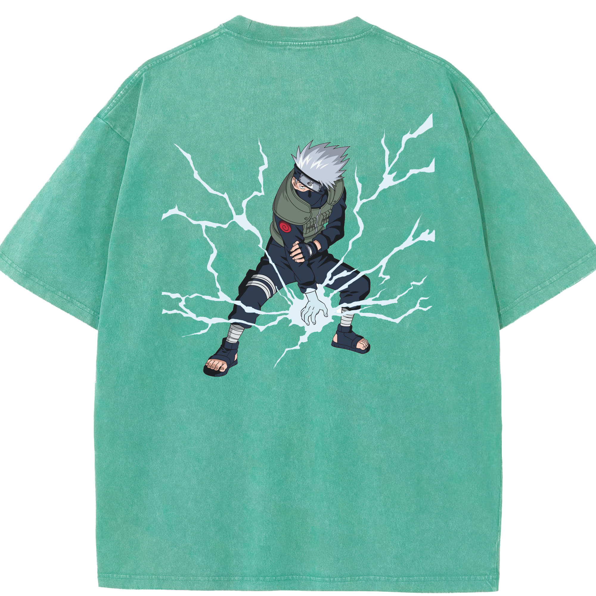 （画像用） NARUTO -ナルト- はたけ カカシ Hatake Kakashi 綿100% ヴィンテージ風 半袖Tシャツ（背面プリント）